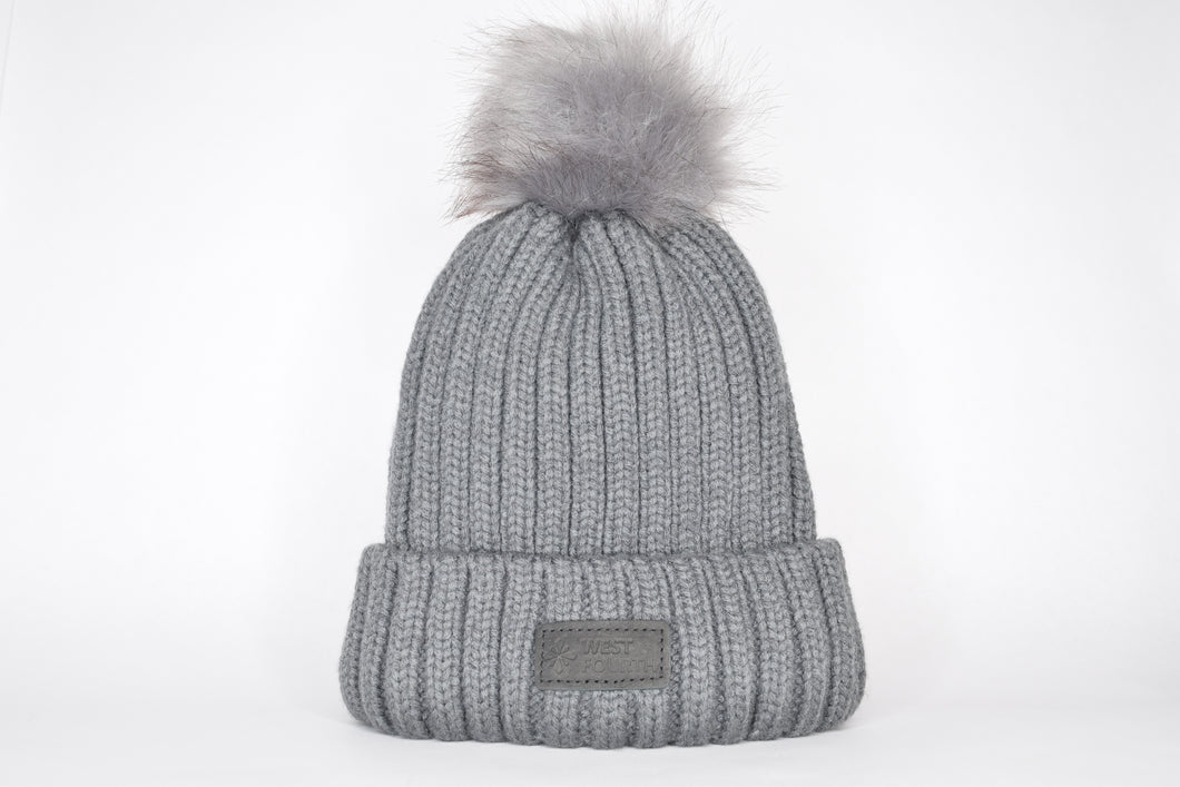 Black hat with hotsell grey pom pom